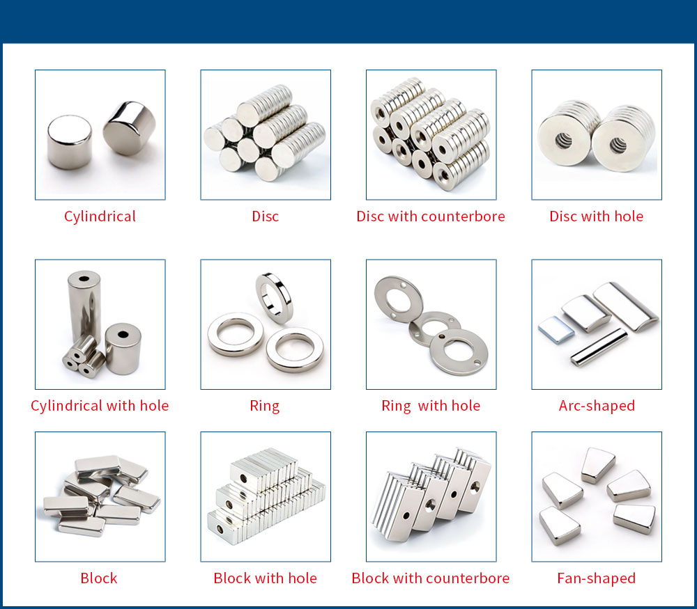 شکل های مختلف از ndfeb-magnets