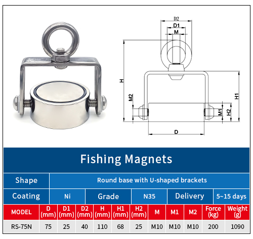 چرخش دو طرفه با براکت SST Eye Stud Neodymium Fishing Magnets 